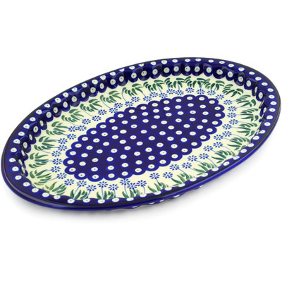 Polish Pottery Platter 15&quot; Springing Calendulas