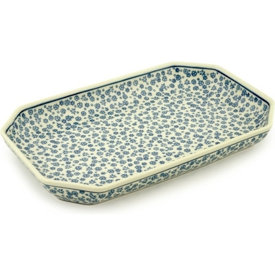 Polish Pottery Platter 16&quot; Blue Confetti