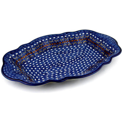 Polish Pottery Platter 16&quot; Blue Horizons