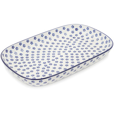 Polish Pottery Platter 16&quot; Daisy Dots