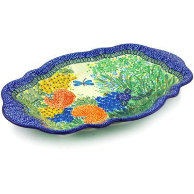 Polish Pottery Platter 16&quot; Garden Delight UNIKAT