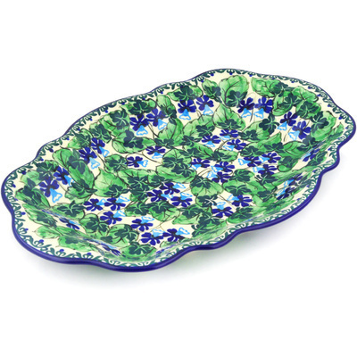 Polish Pottery Platter 16&quot; Indigo Violet UNIKAT