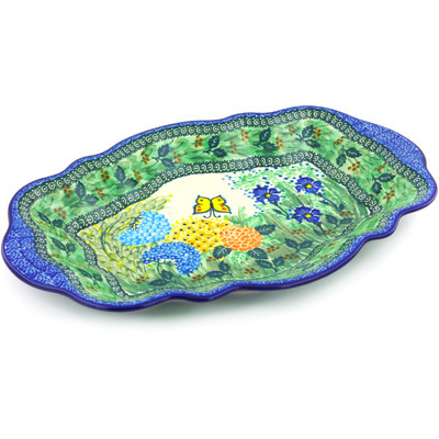 Polish Pottery Platter 16&quot; Spring Garden UNIKAT