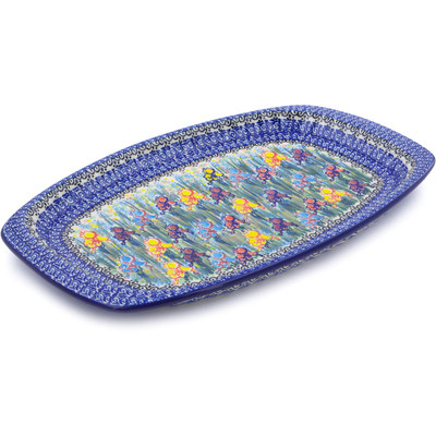 Polish Pottery Platter 16&quot; Spring Iris UNIKAT