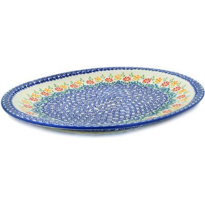 Polish Pottery Platter 16&quot; Wave Of Flowers
