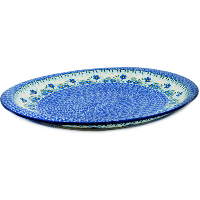 Polish Pottery Platter 17&quot; Blue Joy