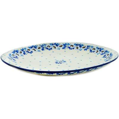 Polish Pottery Platter 17&quot; Blue Spring