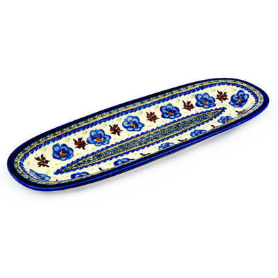 Polish Pottery Platter 17&quot; Circle The Garden UNIKAT