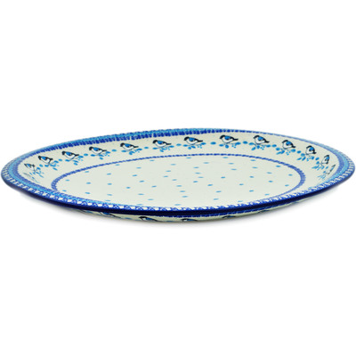 Polish Pottery Platter 17&quot; Winter Sparrow