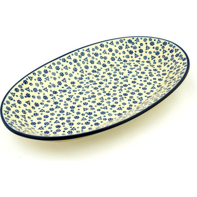 Polish Pottery Platter 18&quot; Blue Confetti