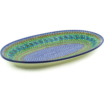 Polish Pottery Platter 18&quot; Mardi Gras UNIKAT