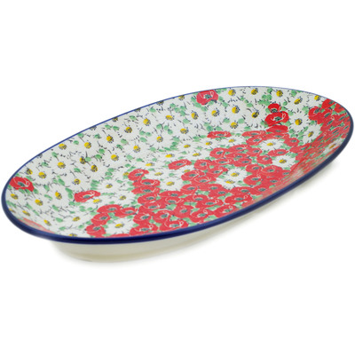 Polish Pottery Platter 18&quot; Spring Blossom Harmony UNIKAT
