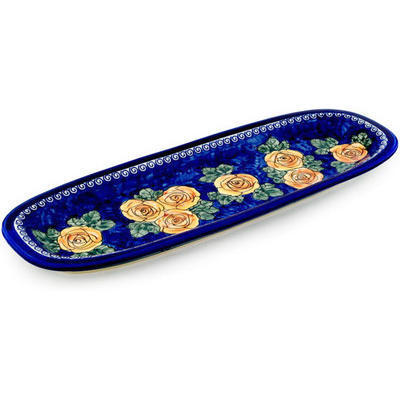 Polish Pottery Platter 19&quot; Cabbage Roses