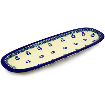 Polish Pottery Platter 19&quot; Forget Me Not Dots
