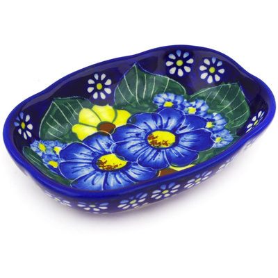 Polish Pottery Platter 5&quot; Floral Fruit Basket UNIKAT
