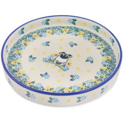 Polish Pottery Platter 6&quot; Sheep In The Meadow