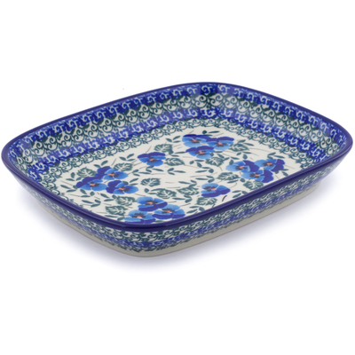 Polish Pottery Platter 7&quot; Blue Pansy