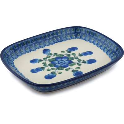 Polish Pottery Platter 7&quot; Blue Poppies