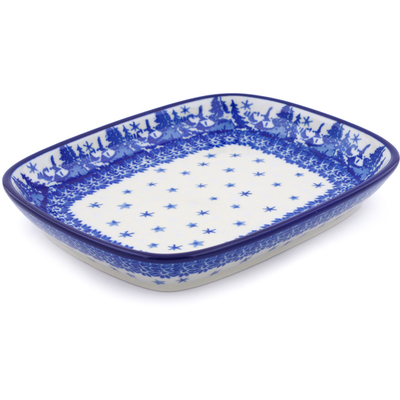 Polish Pottery Platter 7&quot; Blue Winter