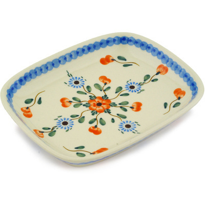 Polish Pottery Platter 7&quot; Cherry Blossoms