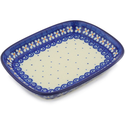 Polish Pottery Platter 7&quot; Dots And Daisies