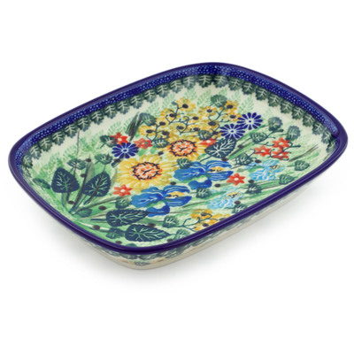 Polish Pottery Platter 7&quot; Iris Spring UNIKAT