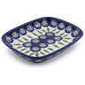 Polish Pottery Platter 7&quot; Peacock Leaves