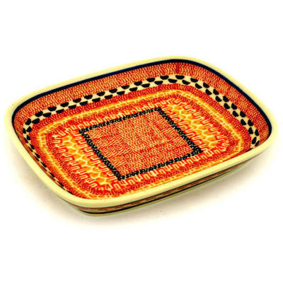 Polish Pottery Platter 7&quot; Solar Flare