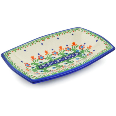 Polish Pottery Platter 7&quot; Spring Flowers