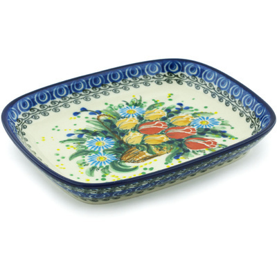Polish Pottery Platter 7&quot; Tulip Splendor UNIKAT