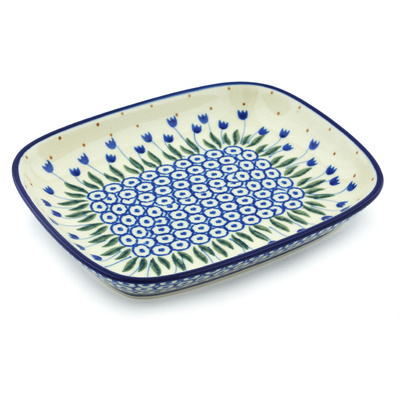 Polish Pottery Platter 7&quot; Water Tulip
