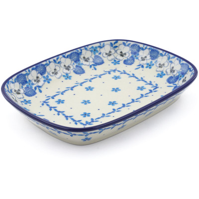 Polish Pottery Platter 7" White Pansy