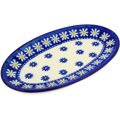Polish Pottery Platter 8&quot; Asters And Daisies