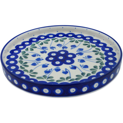 Polish Pottery Platter 8&quot; Bleeding Heart Peacock