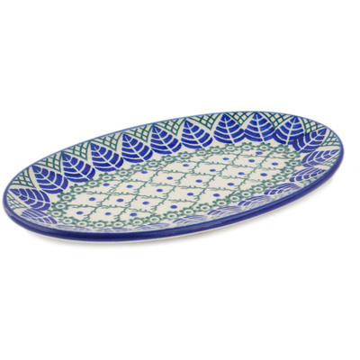 Polish Pottery Platter 8&quot; Blue Alpine