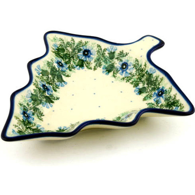 Polish Pottery Platter 8&quot; Blue Bell Wreath