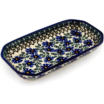 Polish Pottery Platter 8&quot; Blue Chicory