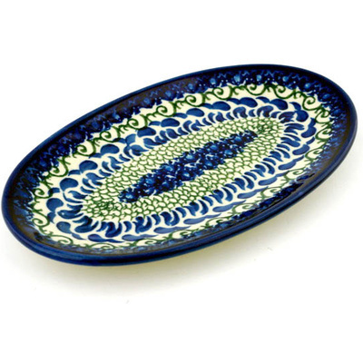 Polish Pottery Platter 8&quot; Blue Passion