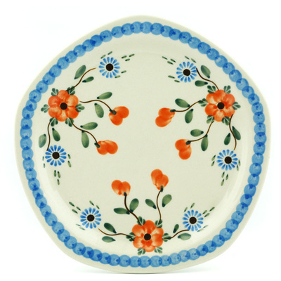 Polish Pottery Platter 8&quot; Cherry Blossoms