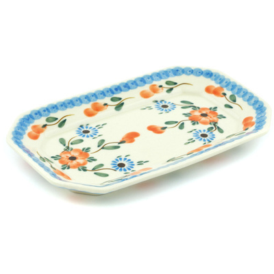 Polish Pottery Platter 8&quot; Cherry Blossoms