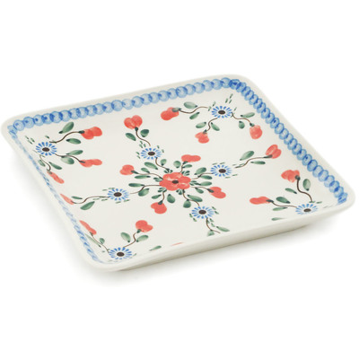 Polish Pottery Platter 8&quot; Cherry Blossoms