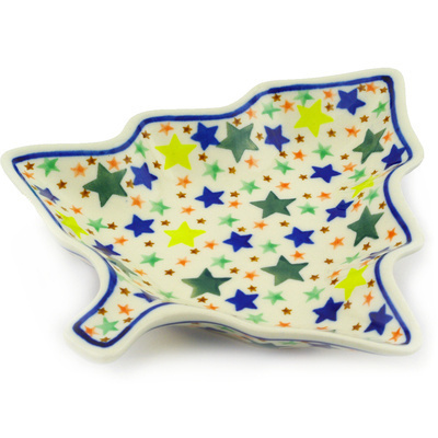 Polish Pottery Platter 8&quot; Confetti Stars