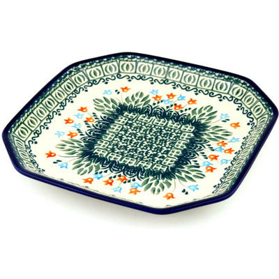 Polish Pottery Platter 8&quot; Dancing Tulips