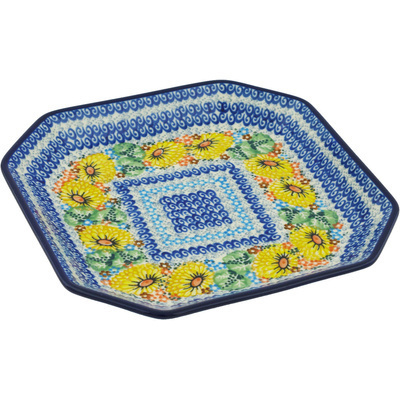 Polish Pottery Platter 8&quot; Enchanted Spring UNIKAT