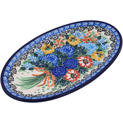 Polish Pottery Platter 8&quot; Fall Bouquet UNIKAT