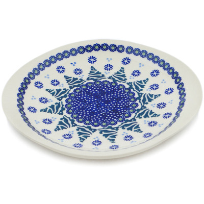 Polish Pottery Platter 8&quot; Falling Snowflakes