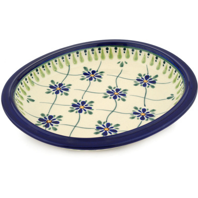 Polish Pottery Platter 8" Gingham Trellis