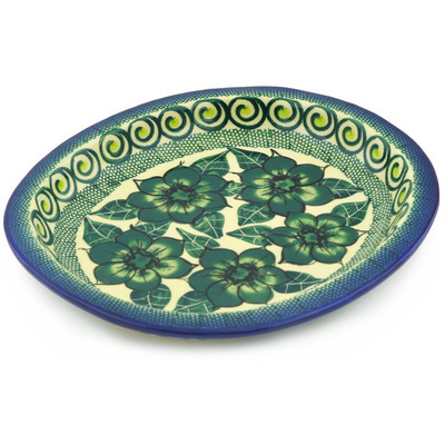 Polish Pottery Platter 8&quot; Gratuitous Greens UNIKAT