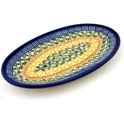 Polish Pottery Platter 8&quot; Grecian Sea