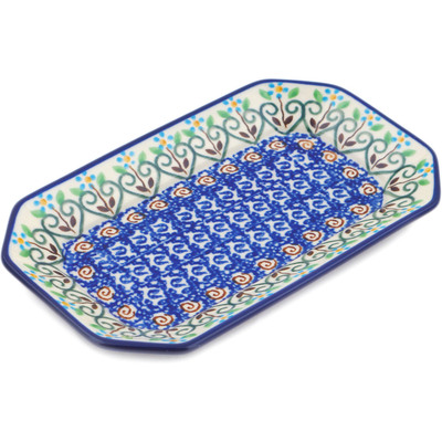Polish Pottery Platter 8&quot; Heart Vines UNIKAT